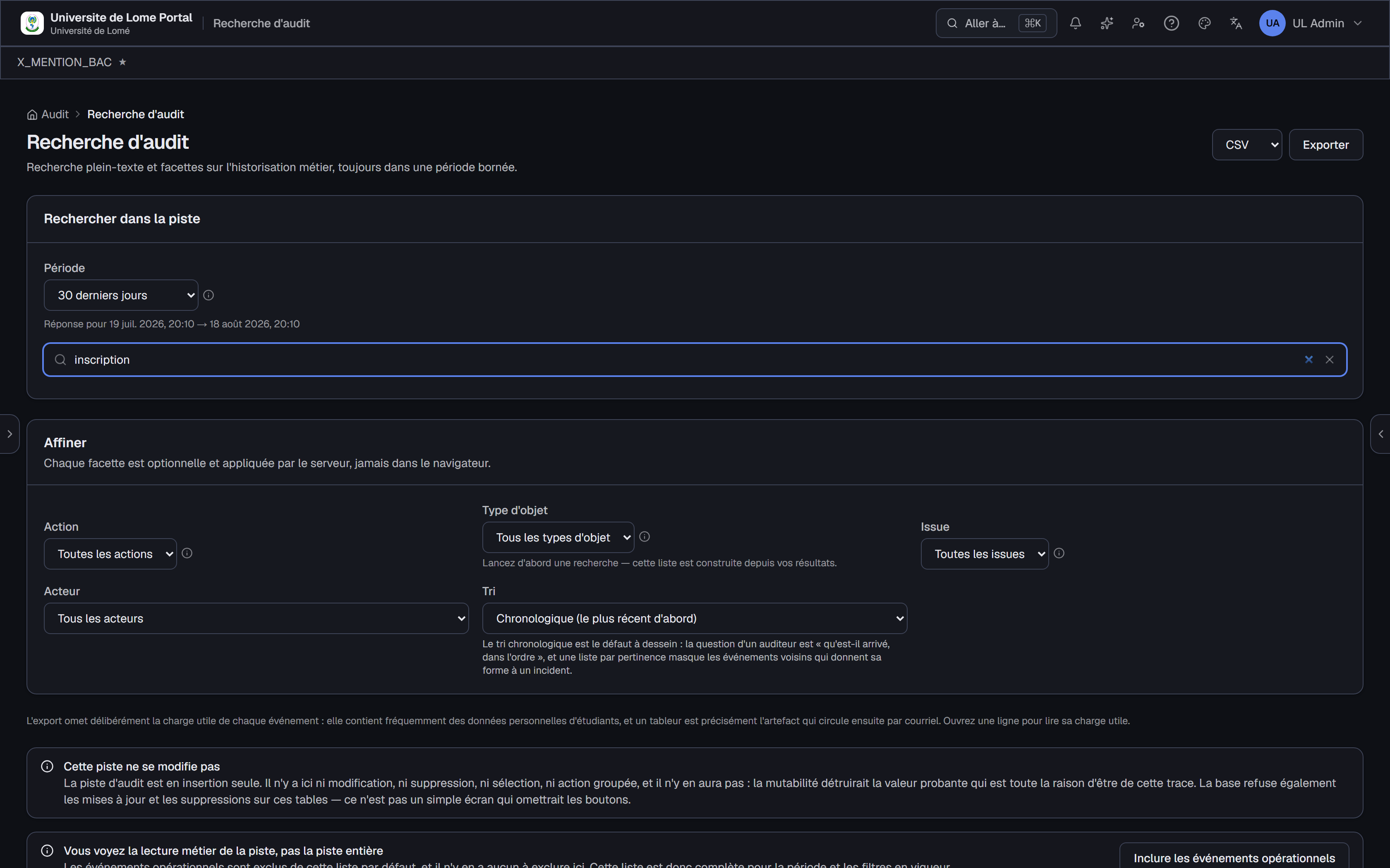 Sentinel audit search