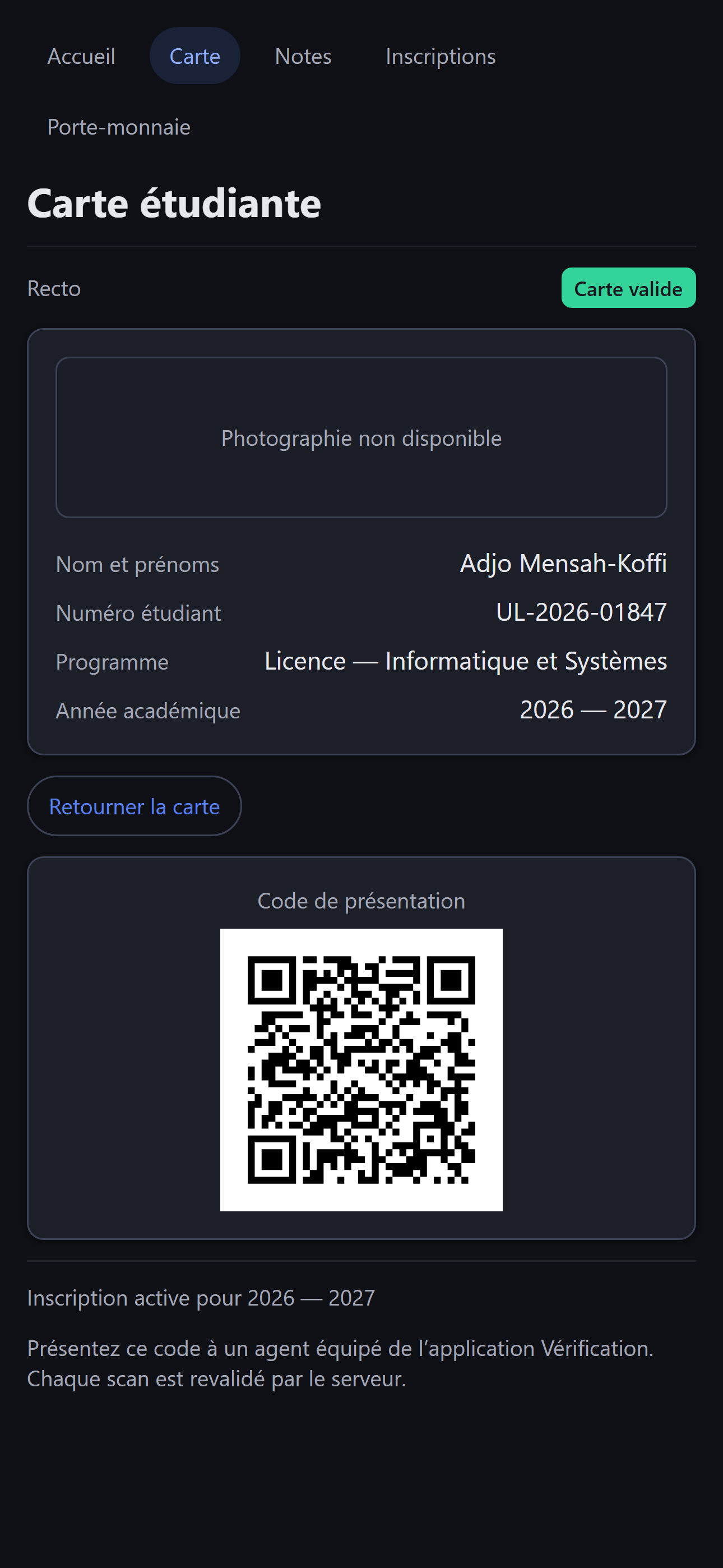 Sentinel student card verification
